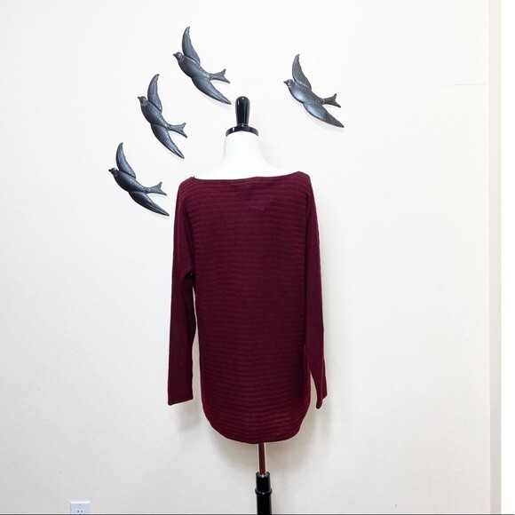 NEW! Charter Club Cashmere Burgundy Ribbed Long Sleeve Lightweight Sweater -  PL - Picture 2 of 6